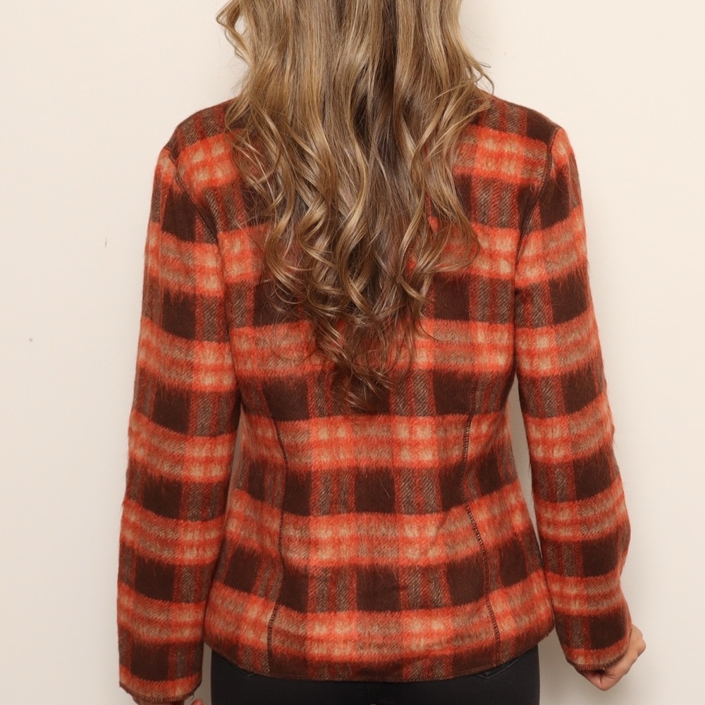 Vintage Robert Kitchen Wool Blend Plaid Women's Full Zip Jacket Coat - Picture 3 of 4